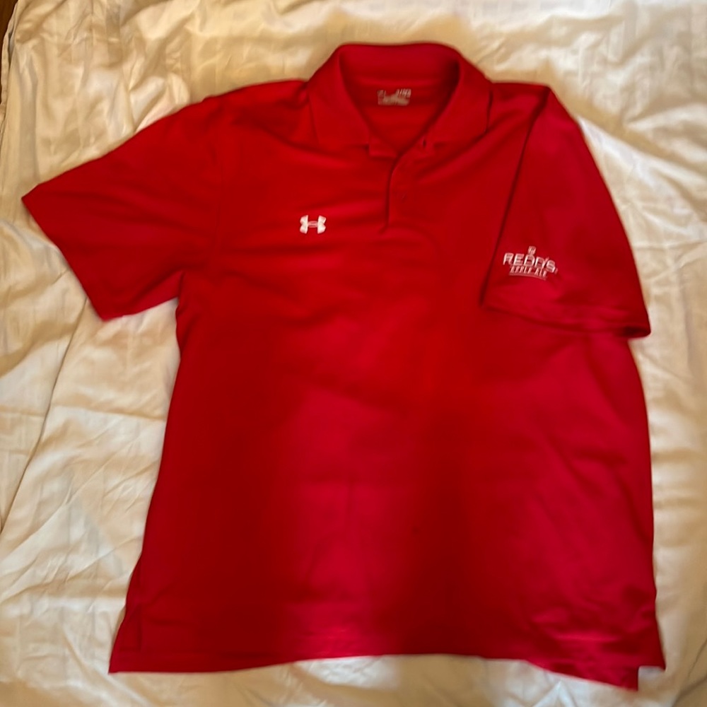 Under-amour heat gear REDDS APPLE ALE men's short sleeve golf shirt XL pre-worn